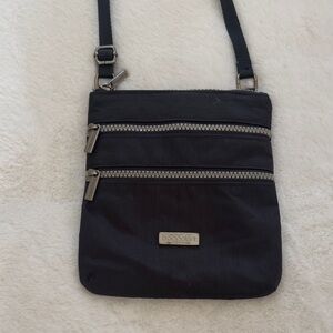 Baggallini Gray Crossbody with Silver Zippers